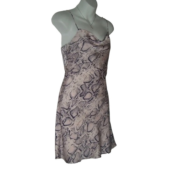 Cotton Candy LA Dress Pink Slip Navy Snakeskin Open Back 90's Style Sexy Mini S - Picture 2 of 10